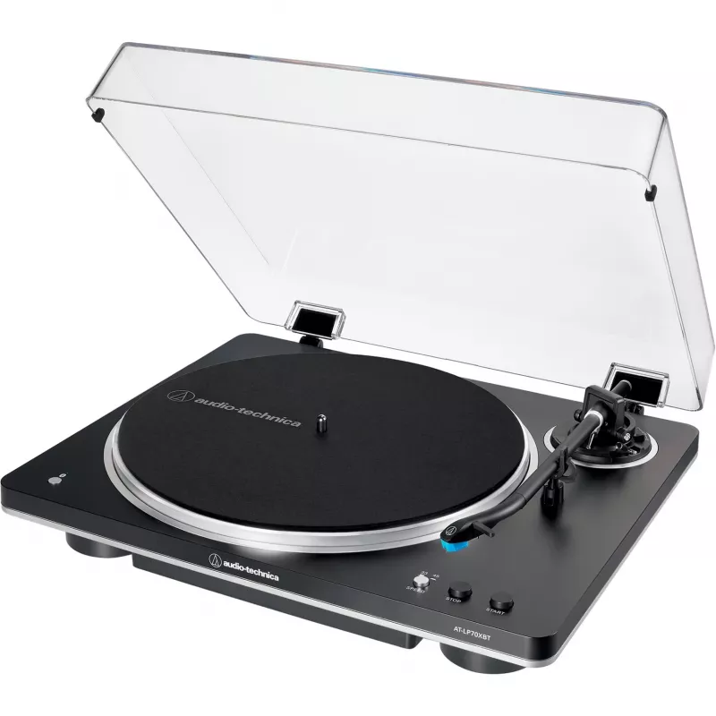 AT-LP70XBTBS, Turntable black/Silver, Integrated Phono Preamplifier, Bluetooth, fully automatic, belt drive