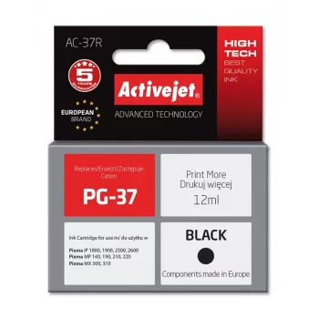 Ink cartridge ActiveJet AC-37R compatible replacement for Canon PG-37, black, 12 ml, XL yield, pigment-based