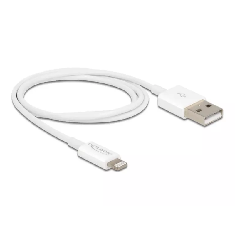 USB data and power cable DeLOCK 83000 for iPhone iPad iPod white 1 m