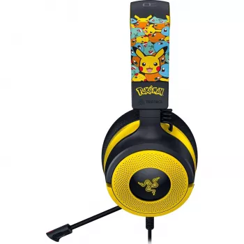 Headset Razer Kraken V4 X Pokemon — Wired USB-C/USB-A, Supraaural, 20–20000 Hz, 1.8 m cable, 310 g, Black/Yellow