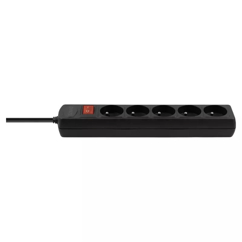 Power extension SAVIO LZ-18 — 5 m cable, 5 AC outlets, indoor, black, 10 A, 50 Hz