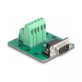 DeLOCK D-Sub 9 pin male to Terminal Block for DIN rail Width 51 mm Depth 58 mm Height 30 mm