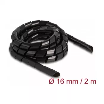DeLOCK Spiral Hose flexible 2 m x 16 mm black Polyethylene