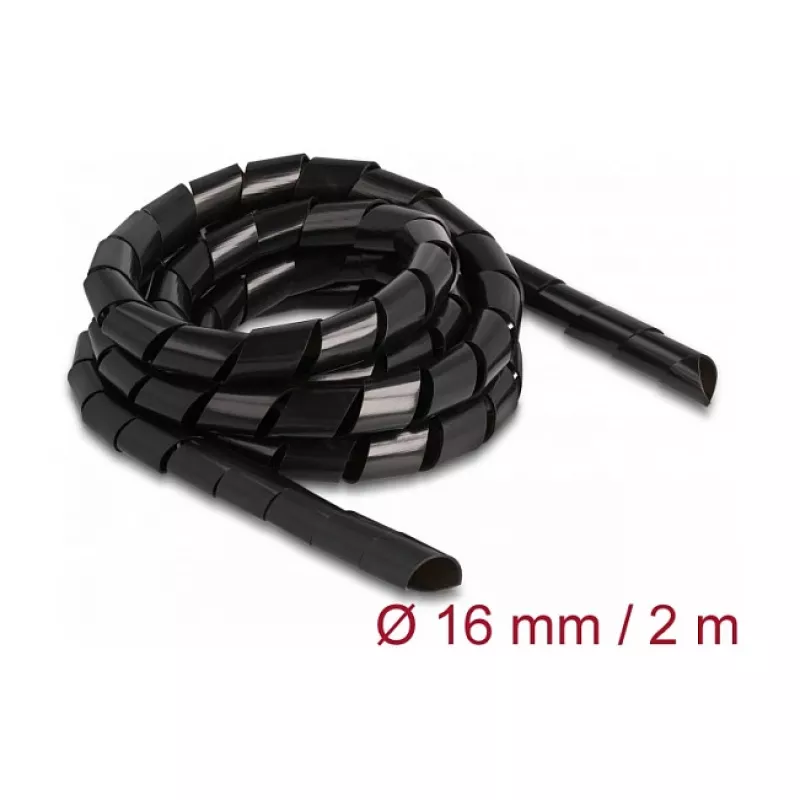 DeLOCK Spiral Hose flexible 2 m x 16 mm black Polyethylene
