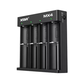 Battery charger XTAR MX4 4-slot universal Li-ion NiMH USB-C, black, supports 4 batteries