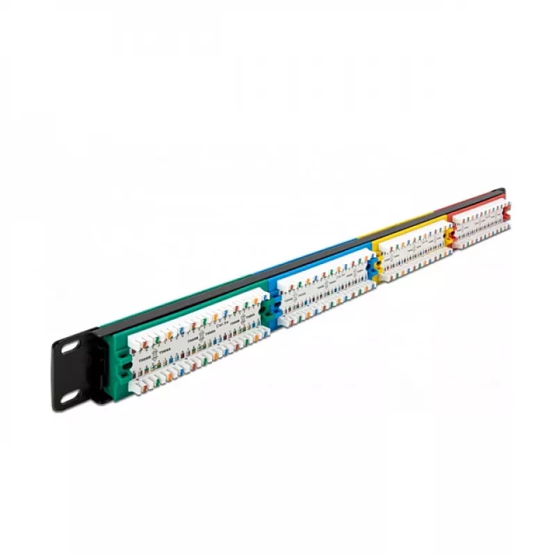 DeLOCK 19 inch Patch Panel 24 port Cat.5e 1U coloured RJ-45