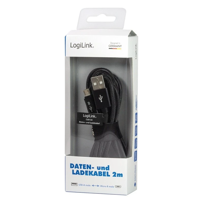 Sync and charging cable USB-A to Micro-B male 2m