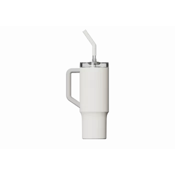 Thermal straw mug Xiaomi Straw Mug White 1 L — stainless steel interior, leakproof, 240×132×97 mm