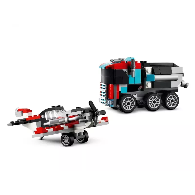LEGO Creator 2-in-1 Flatbed Truck with Helicopter set 31146, convertible build for kids