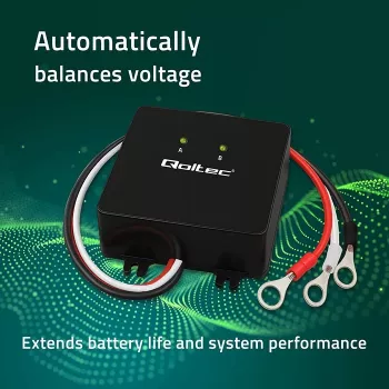 Battery voltage balancer QOLTEC 51097 for 24V (2×12V) batteries, 5A balancing current