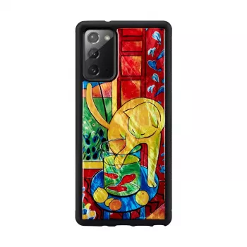 Protective phone case iKins for Samsung Galaxy Note 20 with red cat & fish design