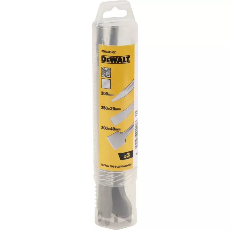 DeWALT 20 Mm X 250 Mm, 40 Mm X 250 Mm, 250 Mm SDS Chisel Set