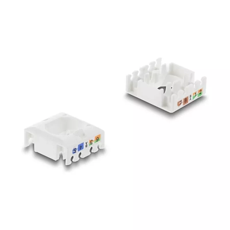 Keystone module DELOCK RJ45 to LSA Cat.6 UTP tool-free, flat construction, 16.2×28.2×19.4 mm, black/white