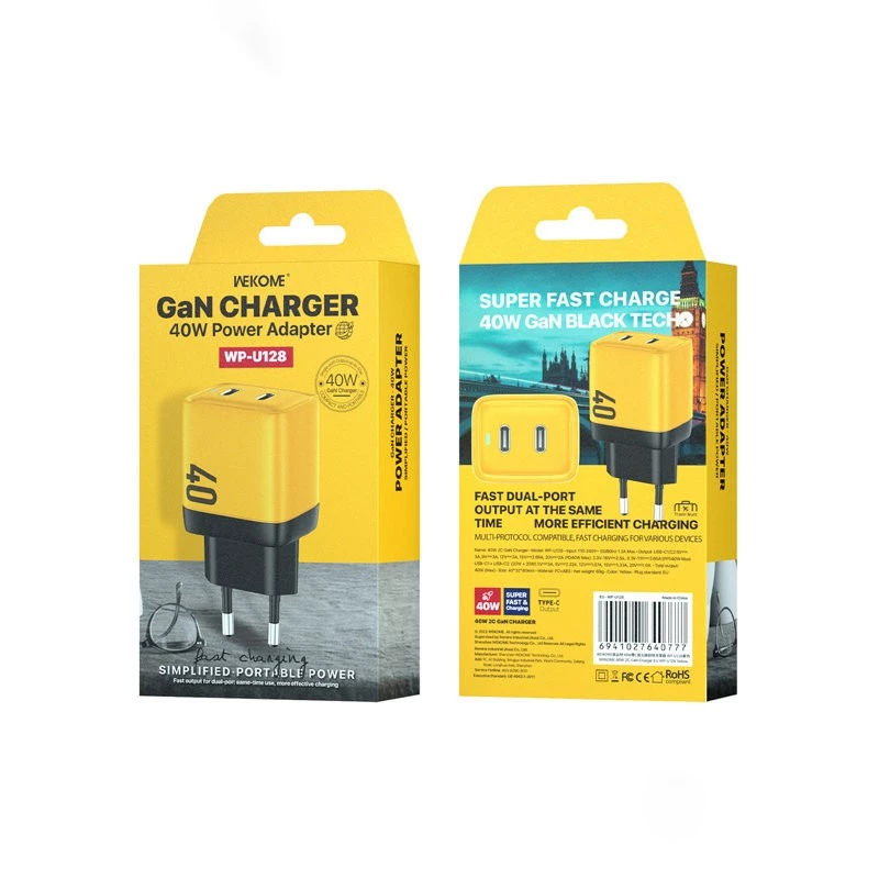 Mains charger WEKOME WK-WP-U128 2x USB-C GaN Super Fast Charger