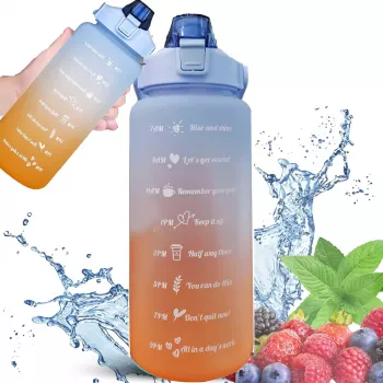 Extralink Motivational Water Bottle, 2000ml Sports Water Bottle, Blue-Orange, BUT-993