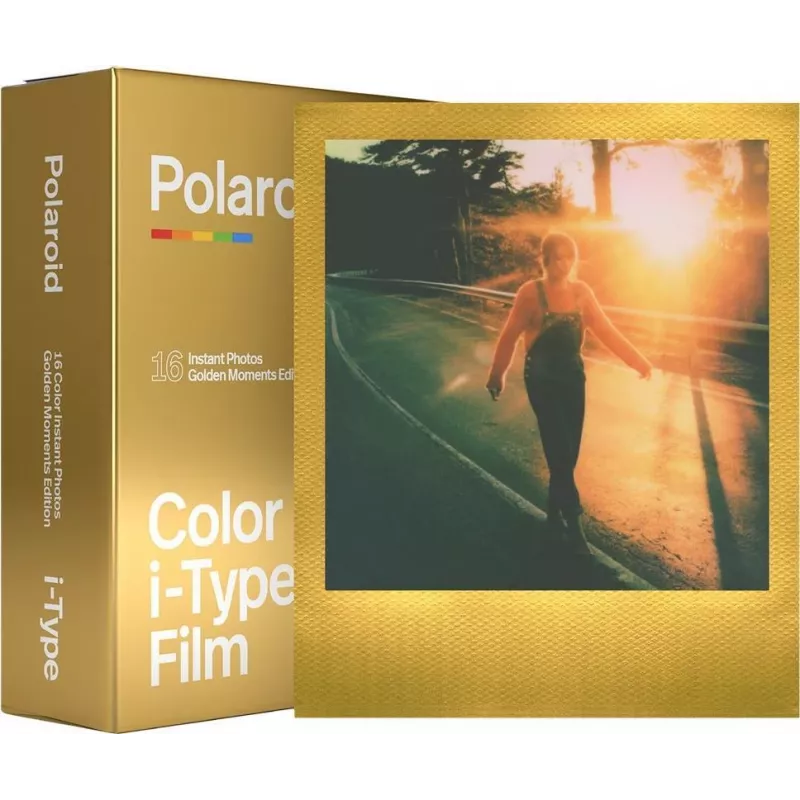 Polaroid Film i-Type Color 16Bilder 2x8 Bilder,colour,Frame gold (006034)