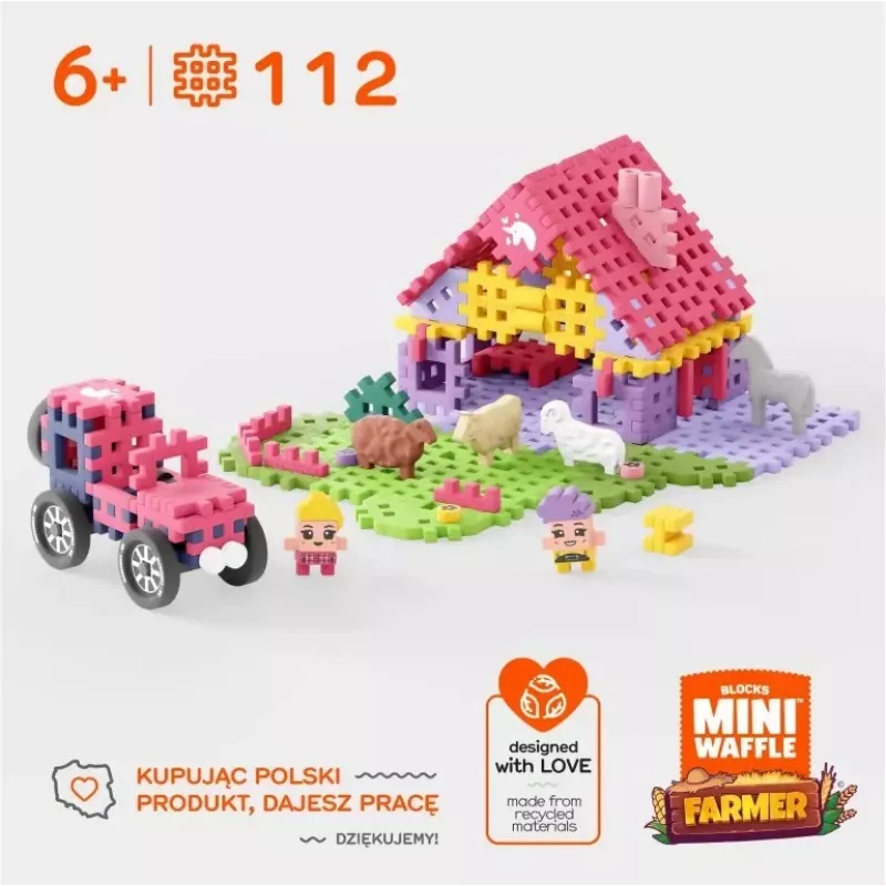 Toy construction set Marioinex Mini Waffle 112 pieces – Farmer Urocze Ranczo, multicolour, age 6+