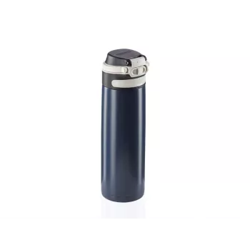 Travel mug Leifheit 03275 600 ml stainless steel, double-wall, leakproof, flip-top, handle, black/blue