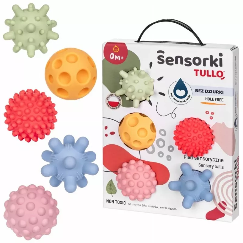 Sensory balls without holes TULLO pastel, 5 pcs