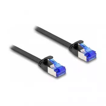 Network Cable DeLOCK RJ45 Flat Patch Cable plug to plug Cat.6A 0.25 m black