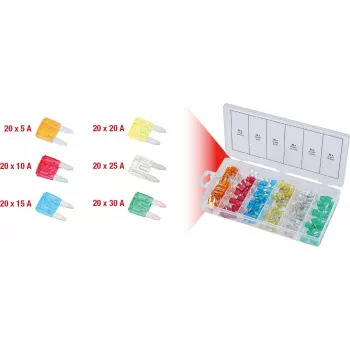 Automotive Blade Fuse Kit ks tools 970.0280 — 120 pcs, 5–30 A range