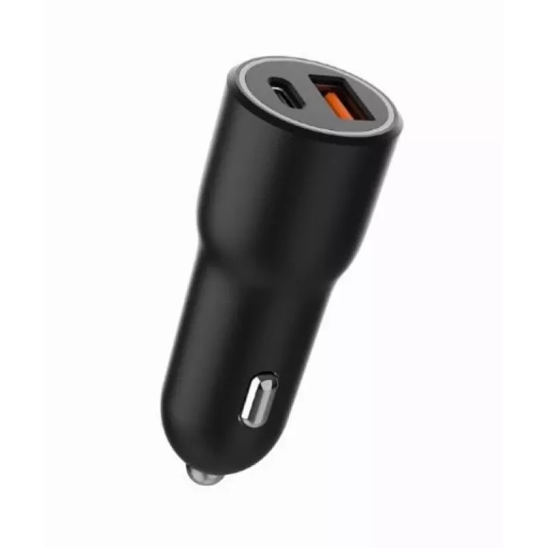 Car mobile device charger Gembird TA-UC-AC2PDQC38-CAR-01, USB-C, 38W, 12–24V, black
