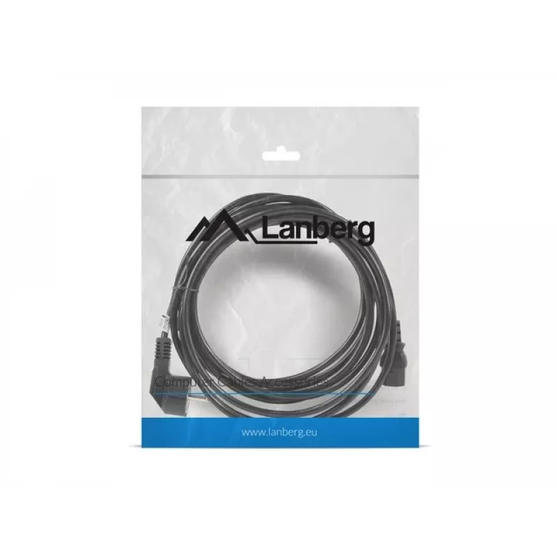 Power cable LANBERG CA-C13C-11CC-0050-BK — 5 m, C13 coupler to CEE7/7, angled C13