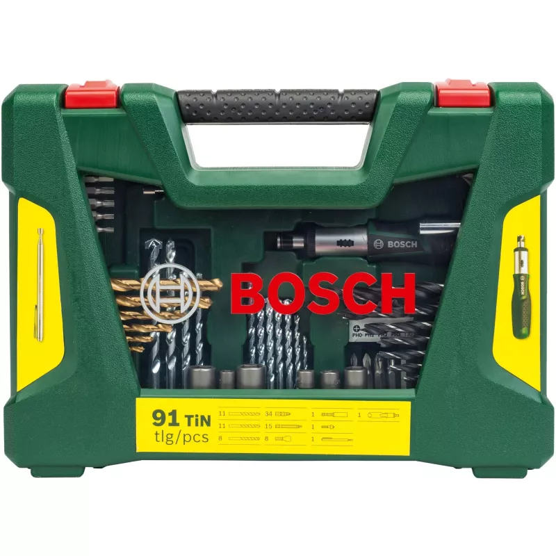 V-Line TIN Drill Bit- / Bit-Set, 91-piece, Drill Bit- & Bit-Set (Green)