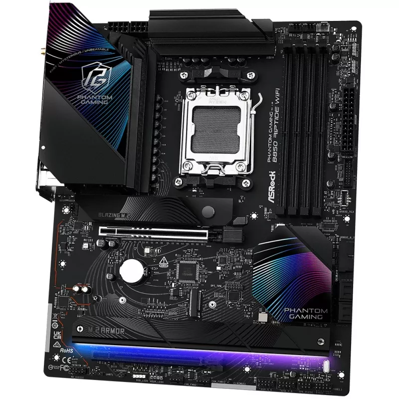 Motherboard ASRock Phantom Gaming B850 Riptide WiFi — AMD B850, Socket AM5, ATX, DDR5, 4x M.2, Wi‑Fi 7, 2.5Gb LAN