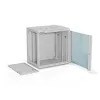 Wall-mount 19 inch cabinet Alantec 12U 600x450 mm, single glass door, removable full rear and side panels, lockable, 4 mounting rails, gray, flat pack