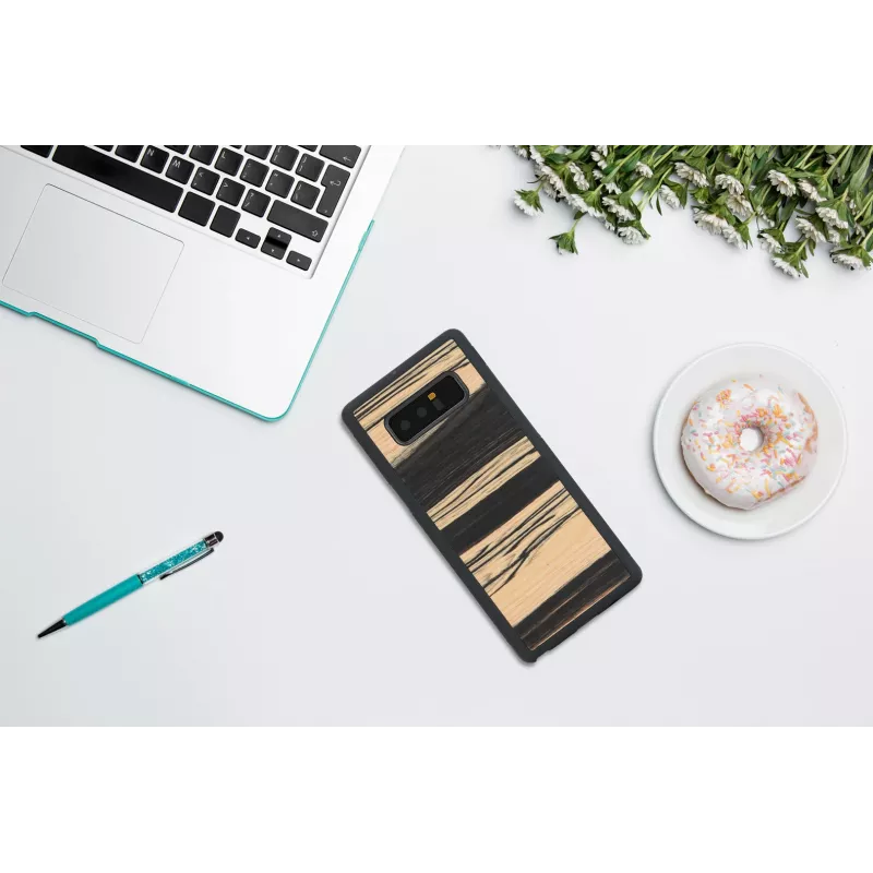 Smartphone case man and wood for Samsung Galaxy Note 8 — white ebony black finish