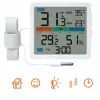 Thermometer‑Hygrometer MANTA MTO002W with external sensor (150 cm), indoor 0–+50°C, outdoor -40–+70°C, humidity 20–95% RH, comfort indicator, clock