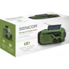 Portable FM/AM Radio SENCOR SRD1000SCLGR with Bluetooth, solar/hand-crank/USB-C charging, 2000mAh battery, IPX4, LED lights