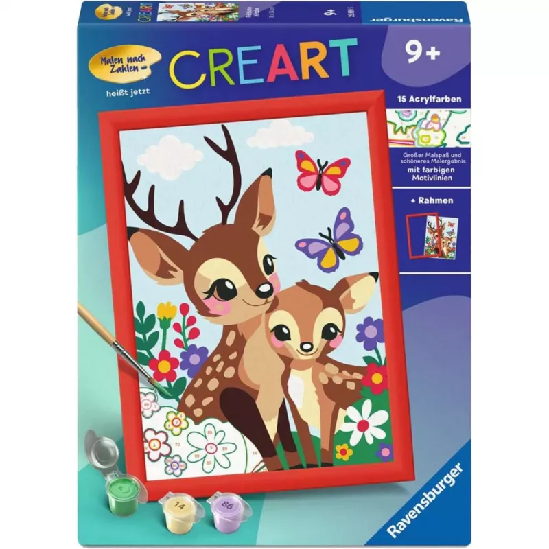Paint-by-number kit Ravensburger CreArt Happy Deer — numbered canvas painting set