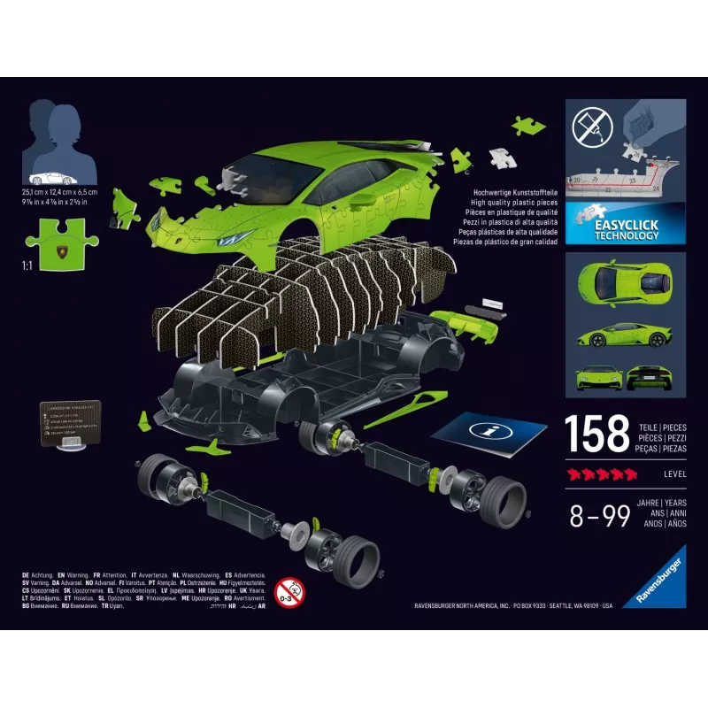 Puzzle 3D 158 pieces Lamborghini Huracan EVO green