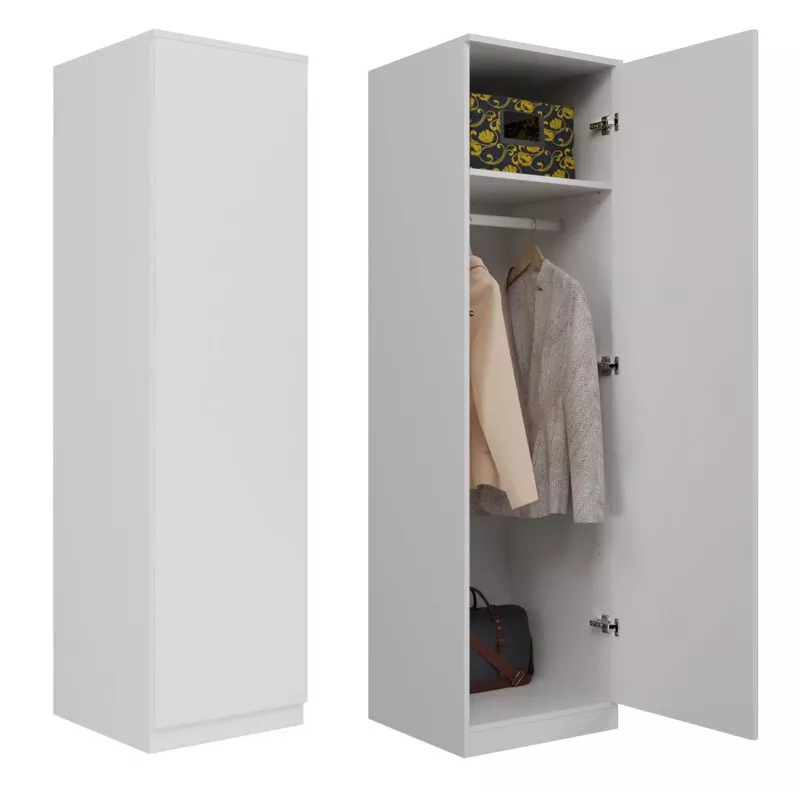 Wardrobe Top e Shop SD-50 BI with 5 shelves, 1 door, white frame