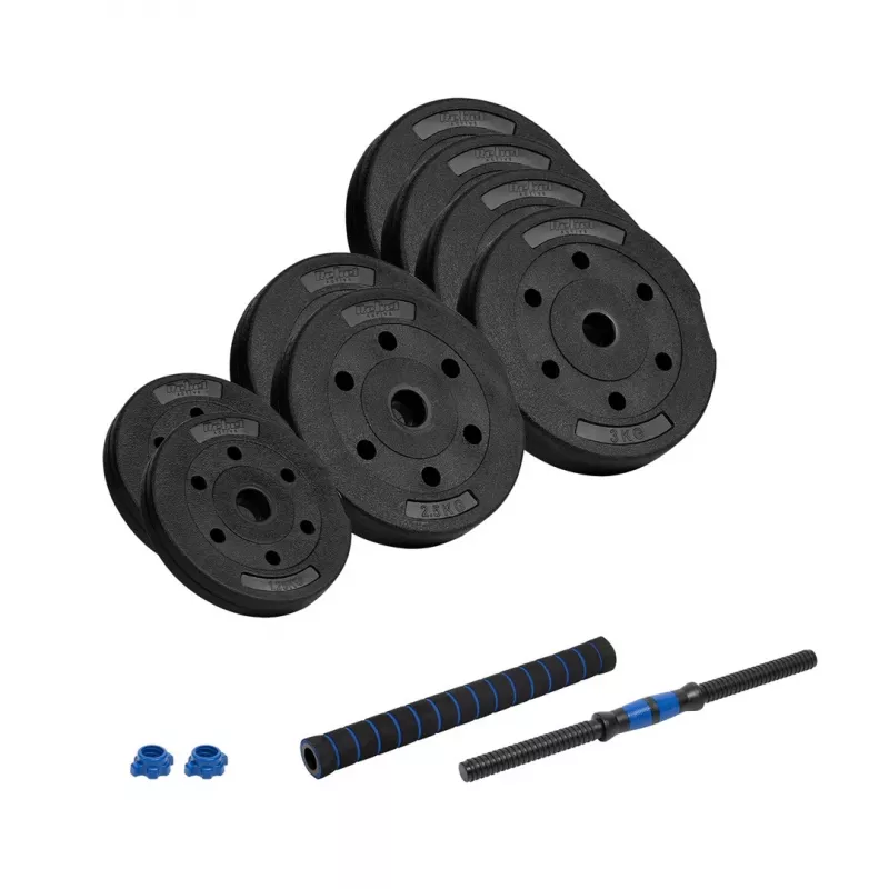 REBEL ACTIVE Adjustable bituminous dumbbell with connector 1x20kg