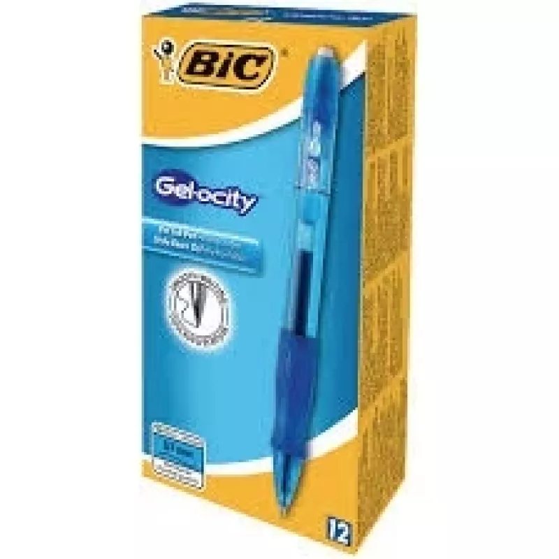 Ballpoint pen BIC 829158 — clip-on retractable, blue ink, transparent barrel, pack of 12