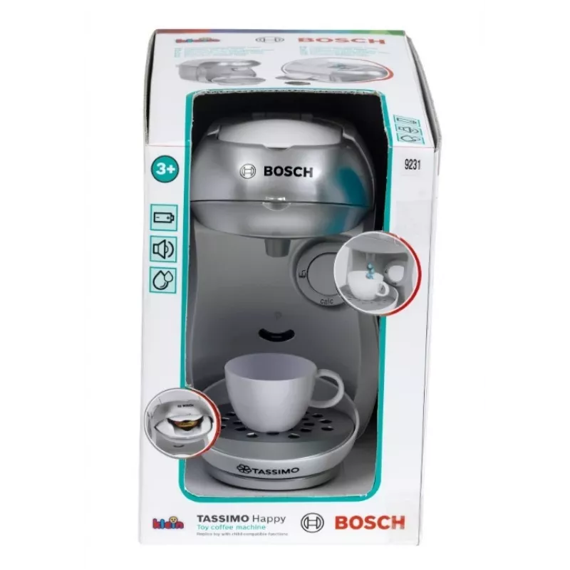 Coffee maker KLEIN Bosch Tassimo 9231 – toy coffee machine, silver, child role-play