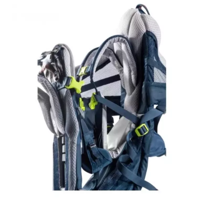 Baby carrier backpack DEUTER Kid Comfort Active — blue, polyamide, up to 22 kg, sunshade, footrest, VariQuick, Lite Air