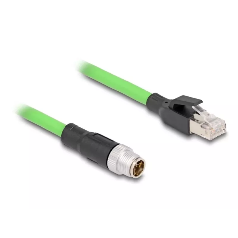 Network Cable DeLOCK M12 Cable X-coded 8 pin male to RJ45 male PUR (TPU) 1 m