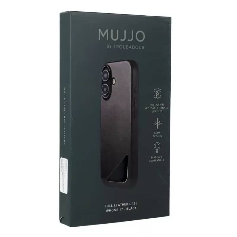 Mujjo Full Leather Case MagSafe Case for iPhone 17 Black