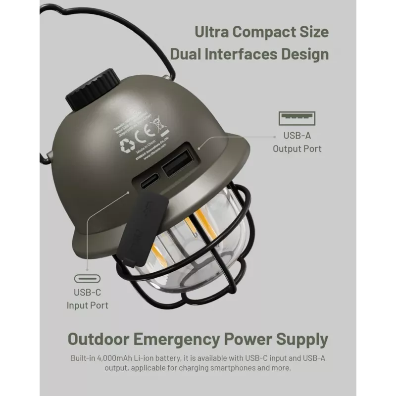 USB powered camping lantern Nitecore LR40 100 lm Olive