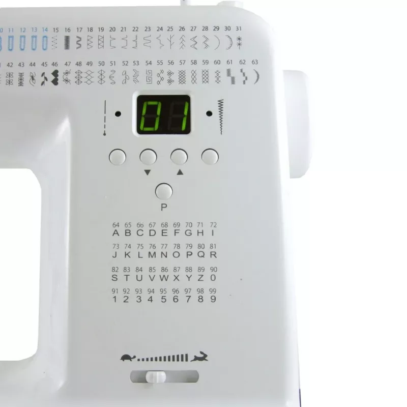 Mechanical household sewing machine lucznik Malwina 2070 — 63 stitch patterns, 7 mm stitch width, 99 programs, automatic buttonhole, free arm