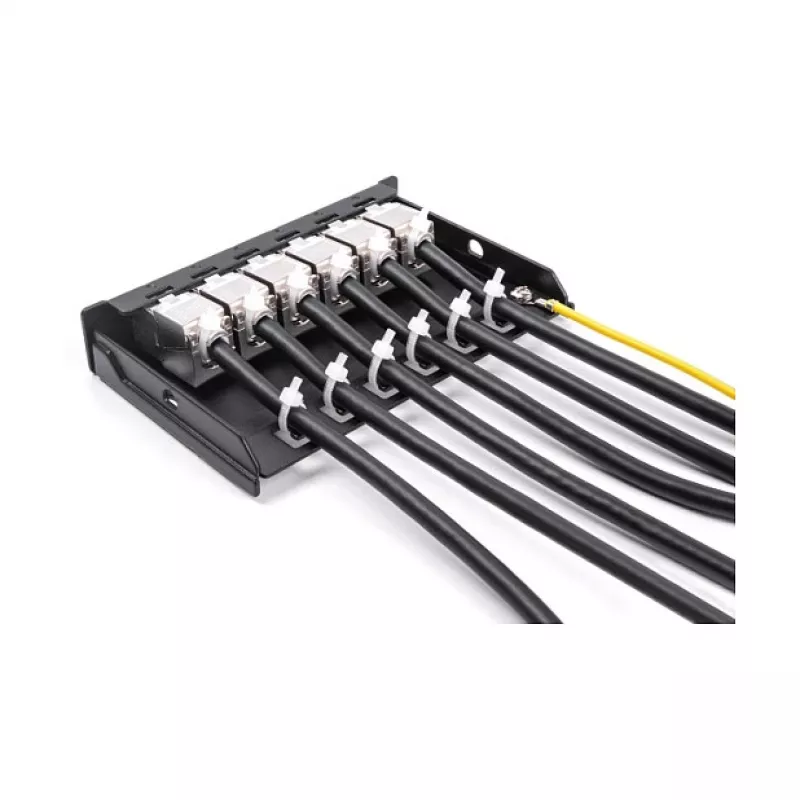 Blank Panel 6‑port for Keystone RJ‑modules DELOCK 90628, black, metal, for table/wall/DIN‑rail mounting
