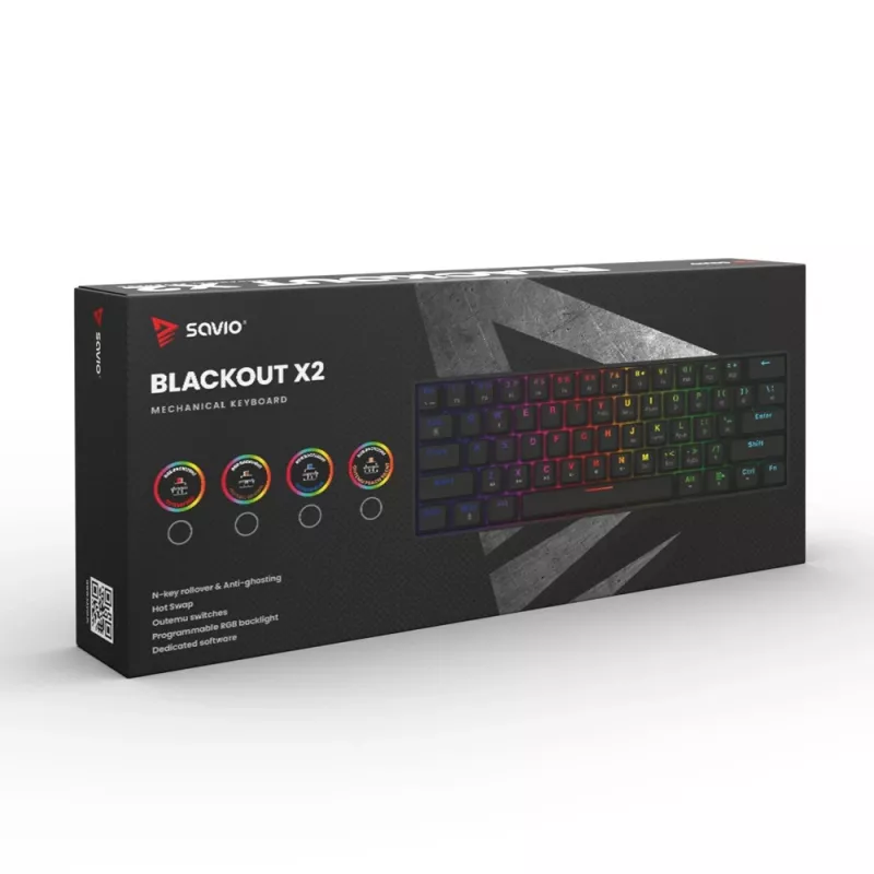 SAVIO BLACKOUT X2 Mechanical Keyboard OUTEMU Red, Hot Swap