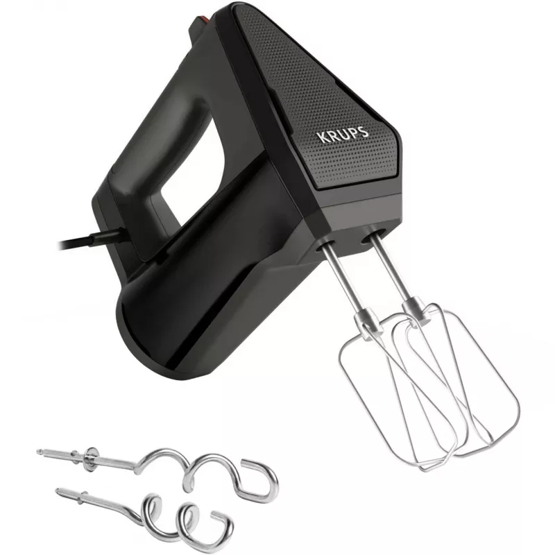 Hand Mixer KRUPS GN6028 — 600 W, black, handheld electric mixer with multiple speed settings