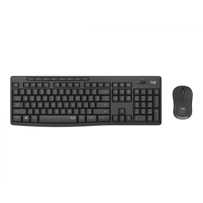 Logitech MK295 Silent - Keyboard-and-Mouse-Set - Wireless - 2.4 GHz - Graphite - Ungarisches Layout