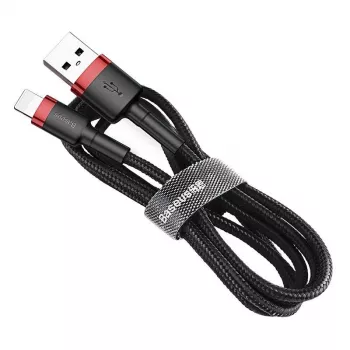 USB-A to Lightning cable Baseus Cafule 2.4A QC 3.0, 1 m — black/red