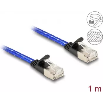 Network cable DeLOCK RJ45 flat Cat.6A 1m blue
